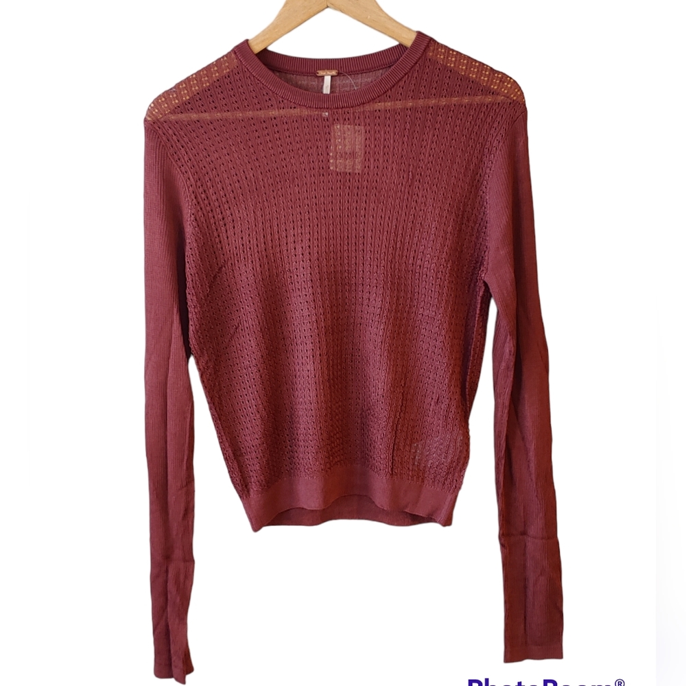 Free People H20 Crew Pullover in Raw Garnet Size Large - Picture 2 of 10